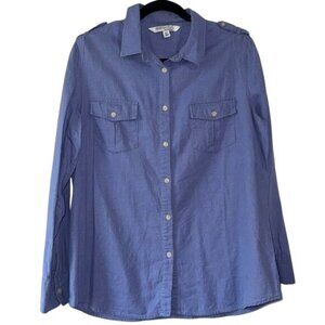 Real Comfort By Chadwicks Womens Blue Button-Up Shirt XLT